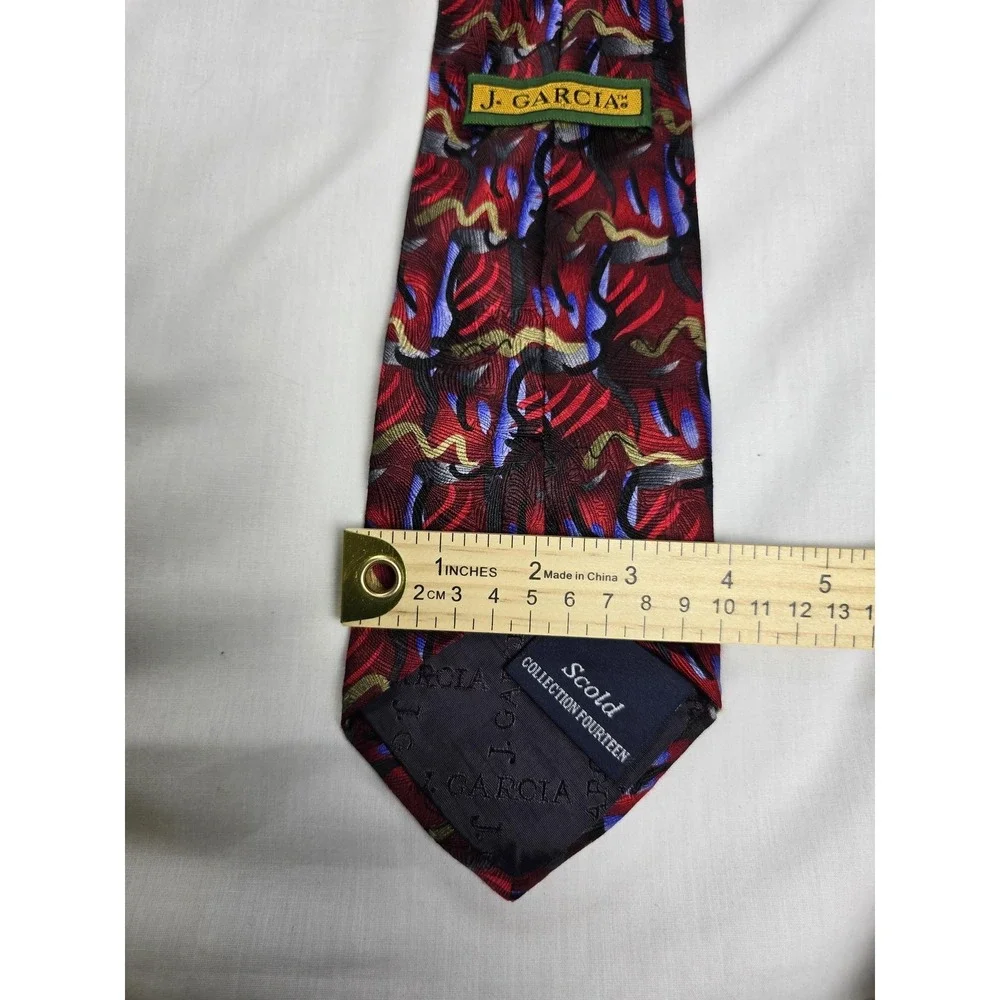 Vintage Jerry Garcia Tie Mens Abstract Silk‎ Red Scold Collection Fourteen 90s